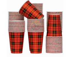 KURTT 1000 stuks 7oz/180ml, Koffiebekers to go (extra stevig) koffiebeker karton 'schotse ruit' Drinkbeker - Koffiebeker - Kartonnen Beker (extra hoge grammage beker, dus minder kans op lekkage) goedkopedisposable.nl