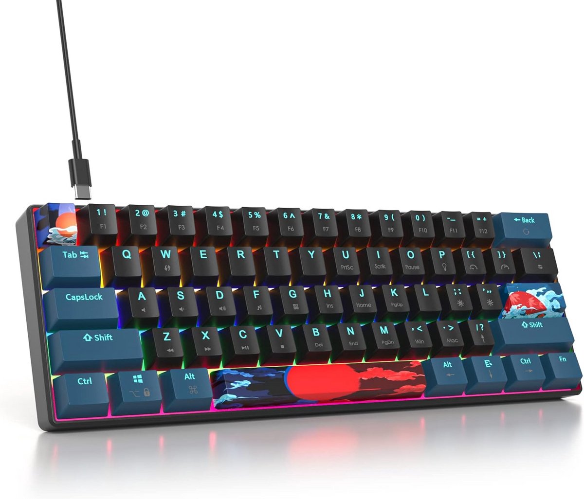 Mini Mechanisch Toetsenbord 60% met Achtergrondverlichting en Anti-Ghosting voor Gaming