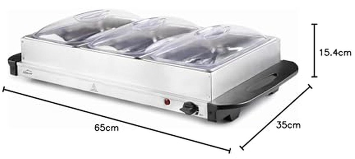 Buffetverwarming 3 x GN 1/3 - 300W Elektrische Verwarmingsplaat voor Professionele Gastronomie
