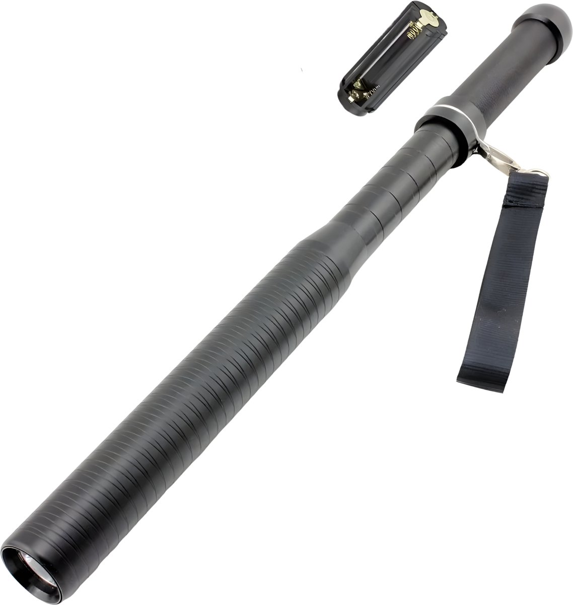 JustValue Militaire LED Tactische Zaklamp - 44 CM - Aluminium - 150 Lumen - IPX6 - Noodpakket - Zwart