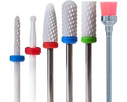 FOOCCA® Keramische Nagelfrees Bitjes - Elektrische Nagelvijl Opzetstukjes - Keramiek Nagel Bitjes - Ceramic Bits – Manicure en Pedicure – Universeel Formaat Nagel Bitjes - Set 6 stuks - Nagel Frees