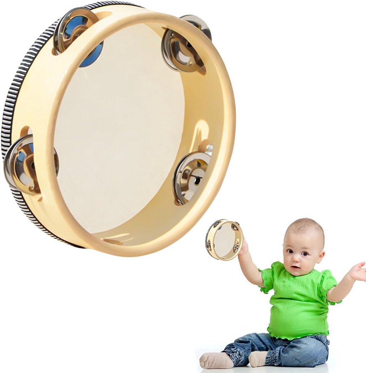 Houten Handtrommel voor Kinderen - Percussie Tamboerijn voor Dans en Spelletjes - 15 cm