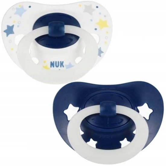 NUK First Choice Classic Night Fopspeen 18-36 Maanden - Glow In The Dark Paars 2 Stuks