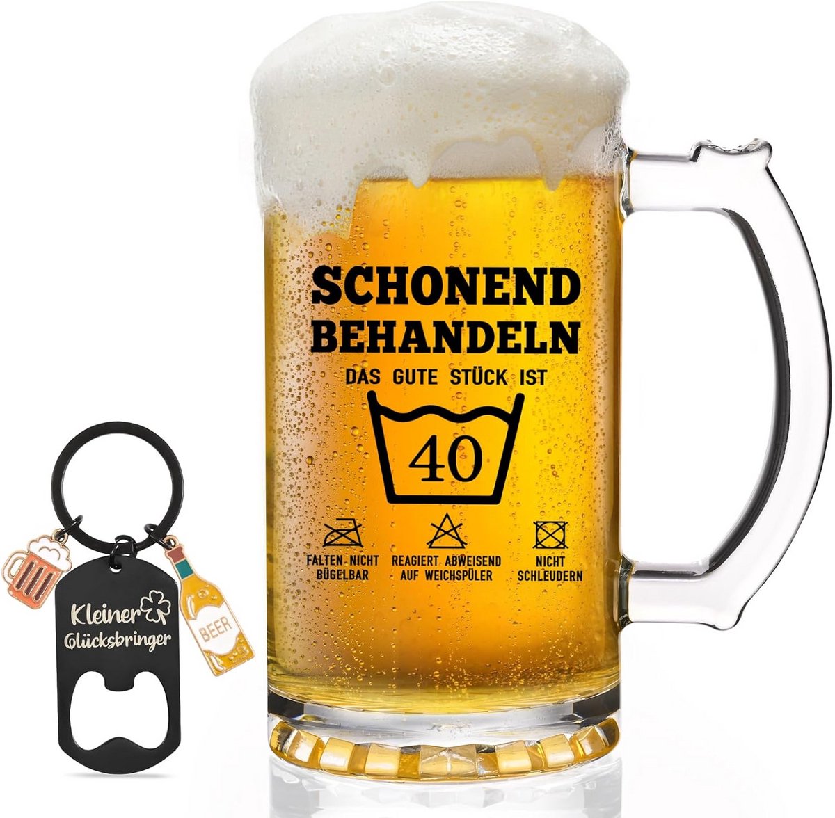 Bierglas Cadeau voor 40e Verjaardag - Geschikt voor Mannen en Vrouwen - Bierpul 0.5L