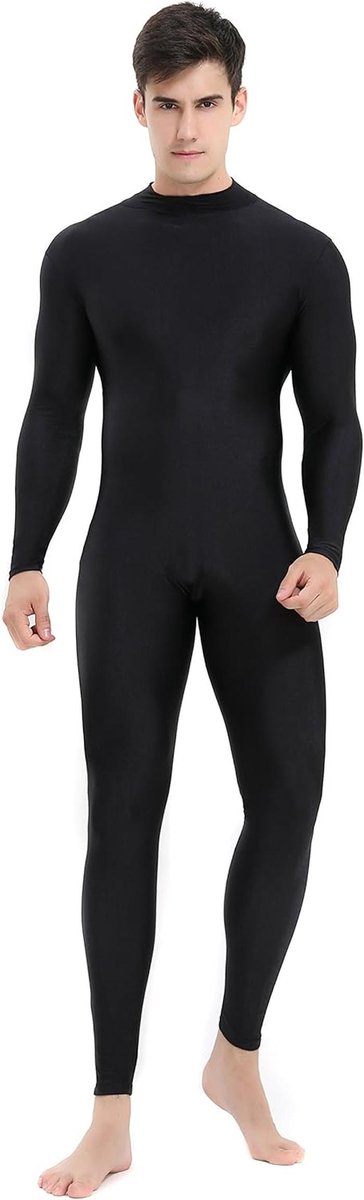 Heren Bodysuit met Rolkragen en Lange Mouwen - Zwart - Maat L