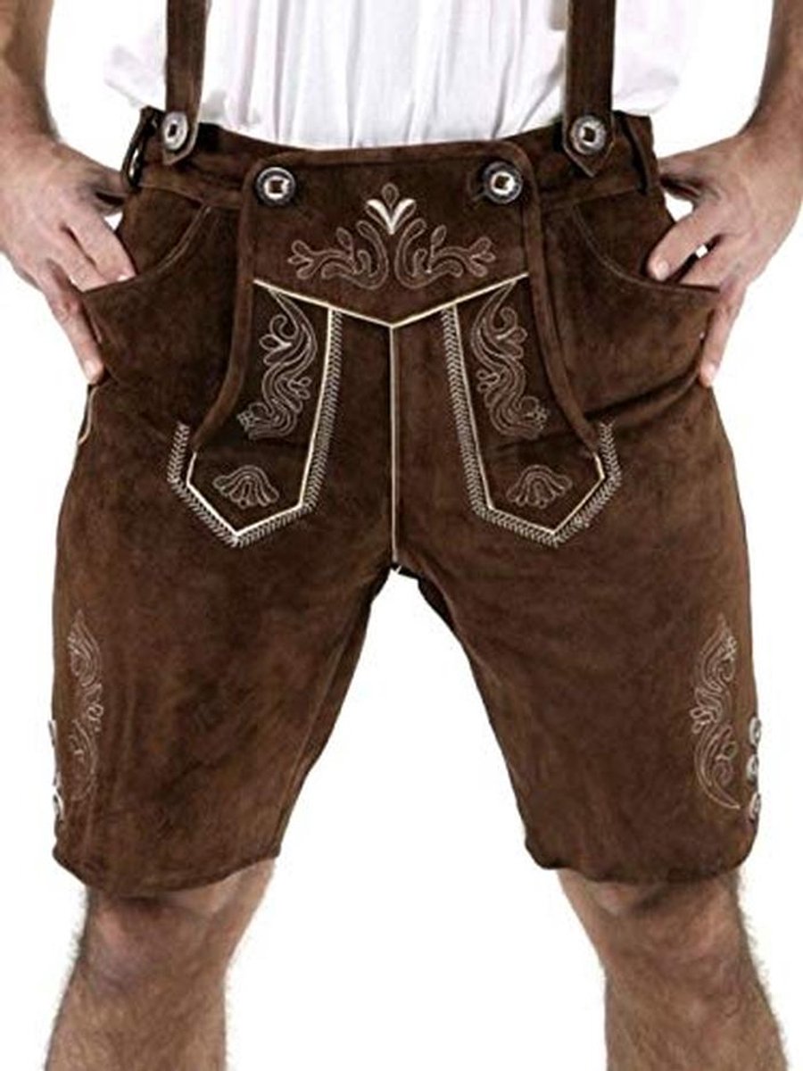 Authentieke Lederhosen voor Oktoberfest - Korte Choc Bruine Beierse Stijl