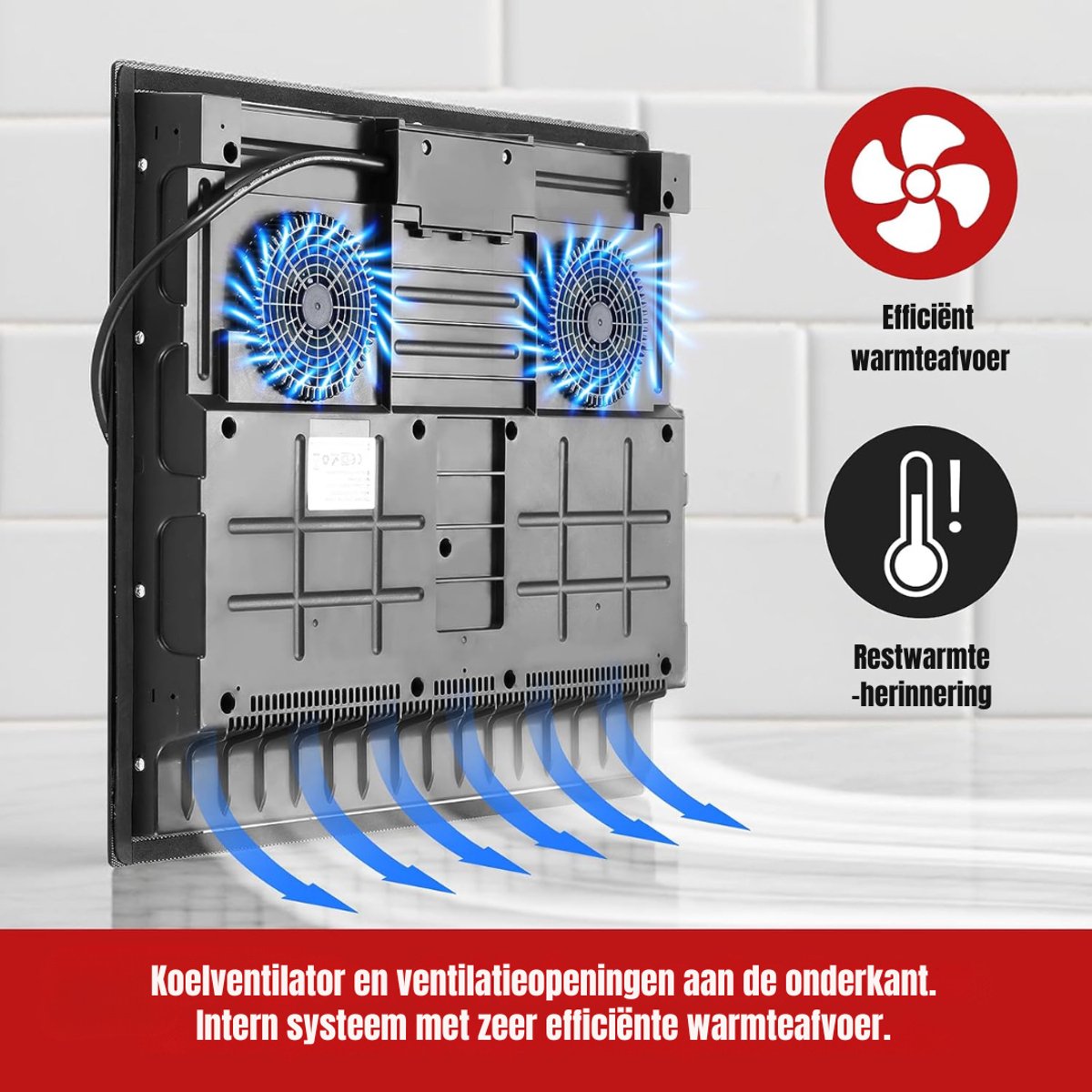 Quvo® Elektrische Kookplaat 4 Pits - Elektrische Fornuis - Elektrische Kookplaat Vrijstaand - 4 Kookzones - Kinderslot - Zwart - 52cm x 59cm x 6cm