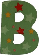 Decoratieletter - B - Hout - 7cm - Groen