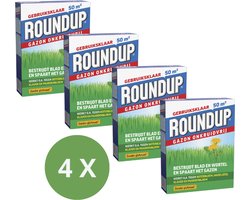 ROUNDUP® Gazon Onkruidvrij 1kg - 4 Stuks Voor 200 m2 - Bestrijdt blad en wortel en spaart het gazon - Werkt tegen o.a. botterbloem, madeliefjes, klaver en paardenbloem - Garden Select