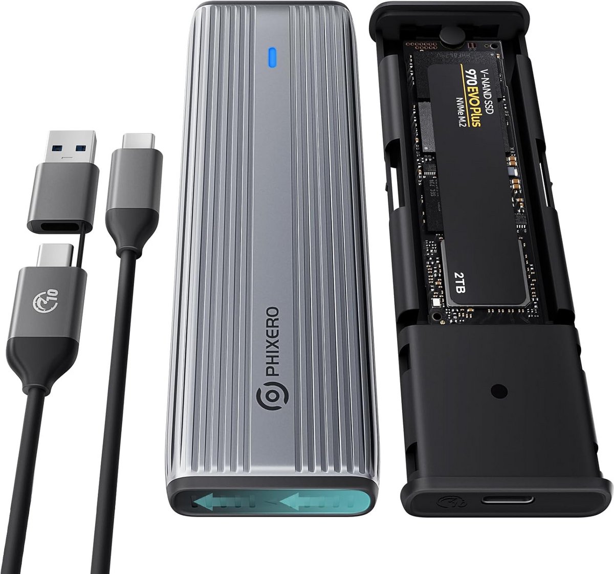 M.2 SSD Nvme Behuizing USB SATA Adapter Aluminium Tool-Free USB3.2 Gen2 10Gbps