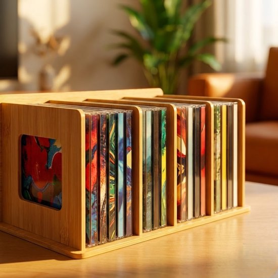 VIN UP® - CD Rek Naturel Eiken- CD Opbergsysteem & CD Houder van Bamboe ...
