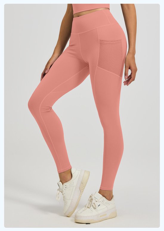 Nauwsluitende sportbroek - Hoogtaille Yoga broek met Zijzakken - Zachte en Rekbare Gemengde Stof,Ademend en Comfortabel - Skinny Fit met Elastische Taille - Geschikt voor Yoga, Fitness, Wandelen en Dagelijks Gebruik(Lichtroze, maat XL) — afbeelding 5