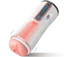 JustFun Masturbator Automatisch - 10 Vibratiestanden - Blowjob Simulator - Sex Toys voor Mannen - Pocket Pussy - Wit