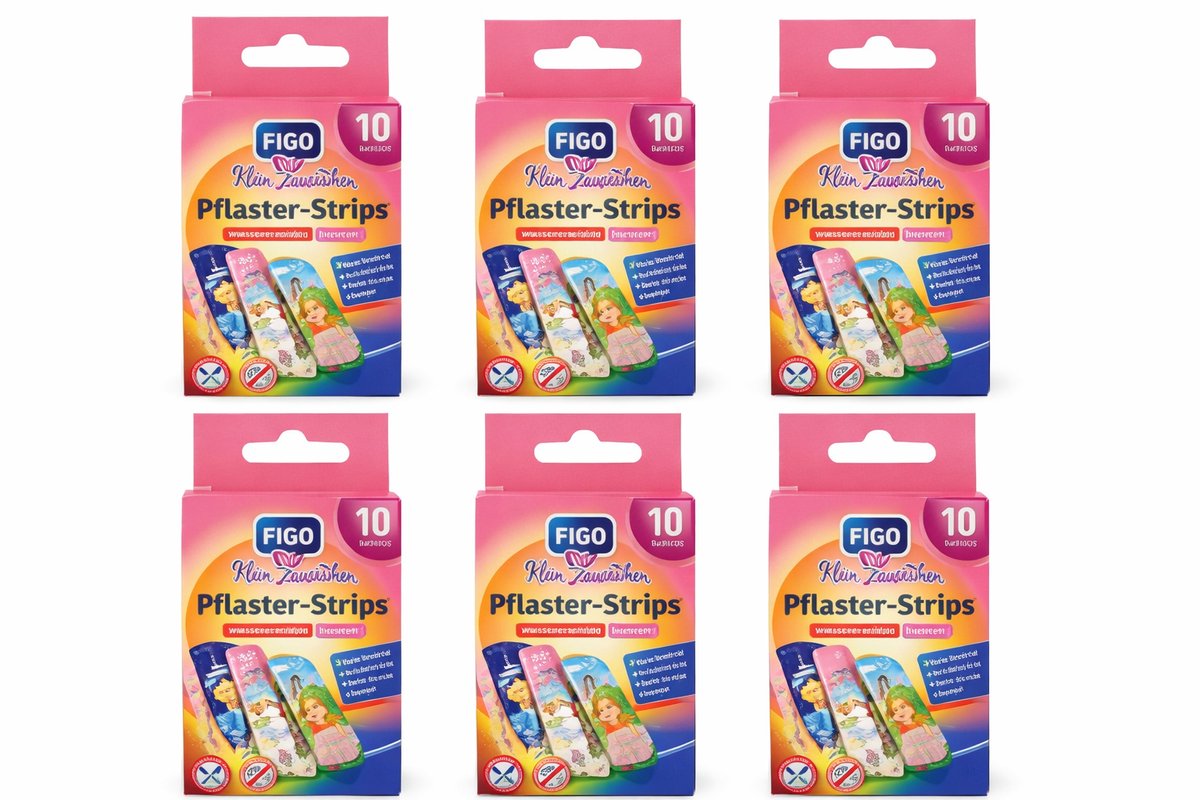 Figo® | 6 x 10 Prinsessen kinder pleisters | diverse kleuren en prints | waterbestendig | 56 x 19 mm