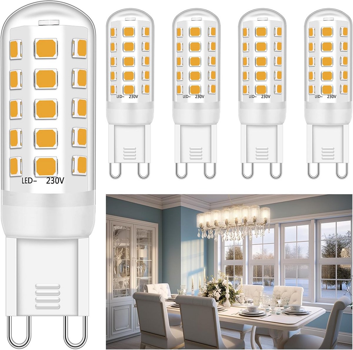 Energiezuinige G9 LED-lampen 5W - Warm Wit 2700K - Flikkervrij - 5 Stuks