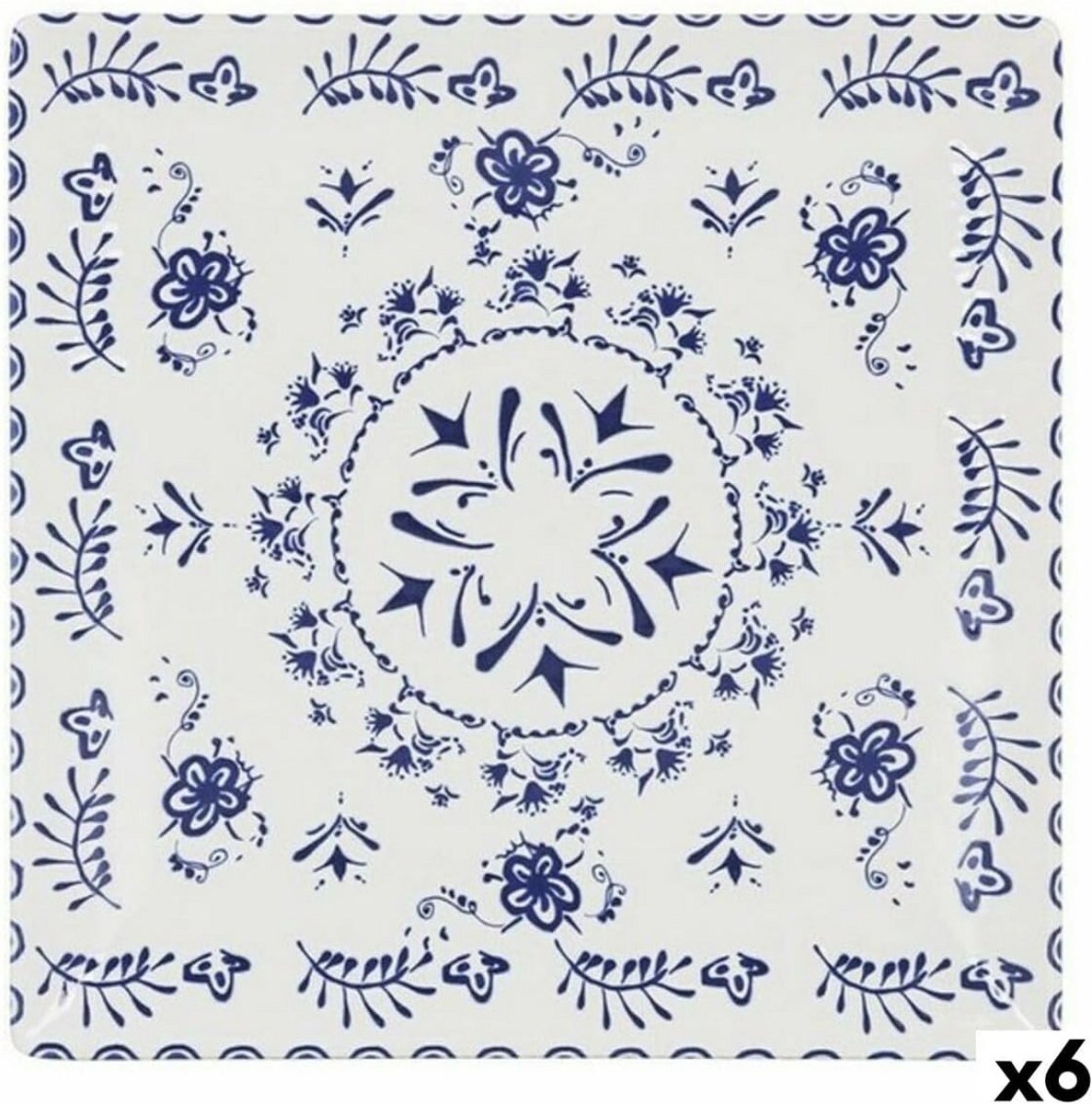Platte porseinen borden 24 x 24 cm - Set van 6