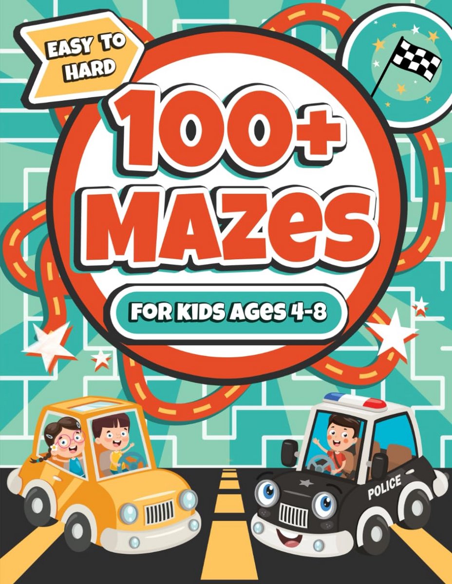 Mazes voor Kinderen 4-8 Jaar: 100+ Puzzels van Eenvoudig tot Moeilijk en Leuk Activiteitenboek