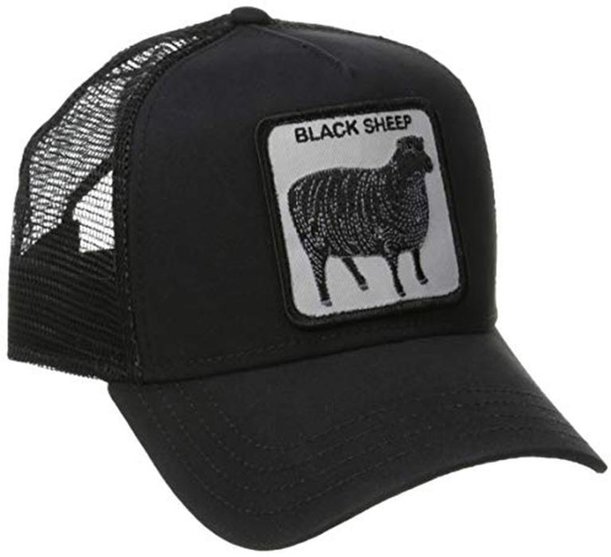 Honkbalpet Zwart - Gebogen Cap met Dierenpatch - Eén Maat