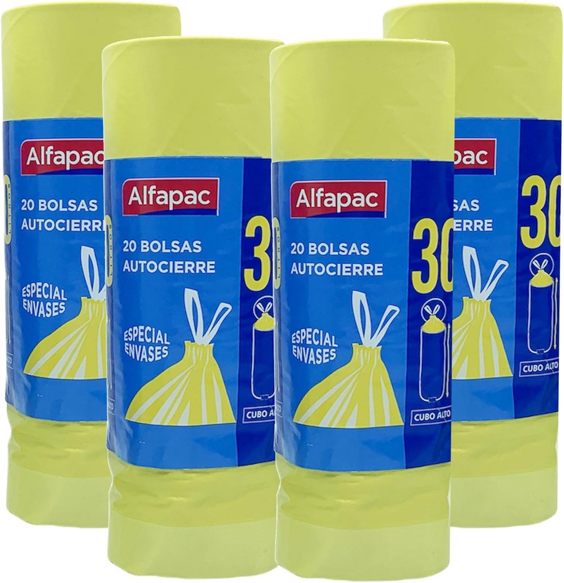 vuilniszakken 30 l, zelfsluitend, 50 x 75 cm, 4 rollen met 80 zakken
