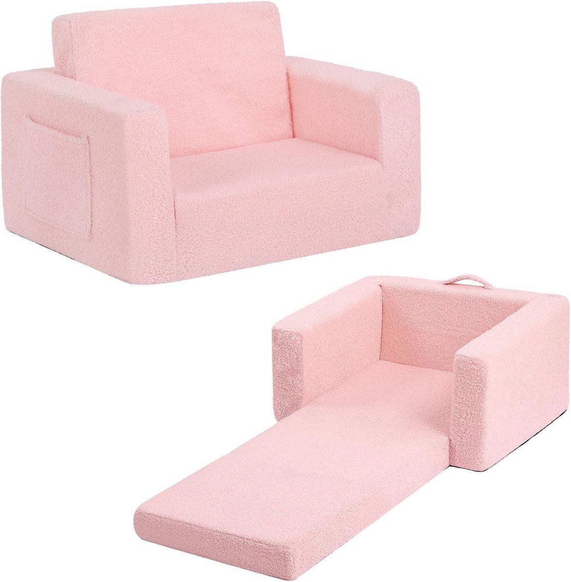 2-in-1 Kinderbankstoel voor Peuters | Opvouwbare Sofa met Armleuningen, Handig en Veilig
