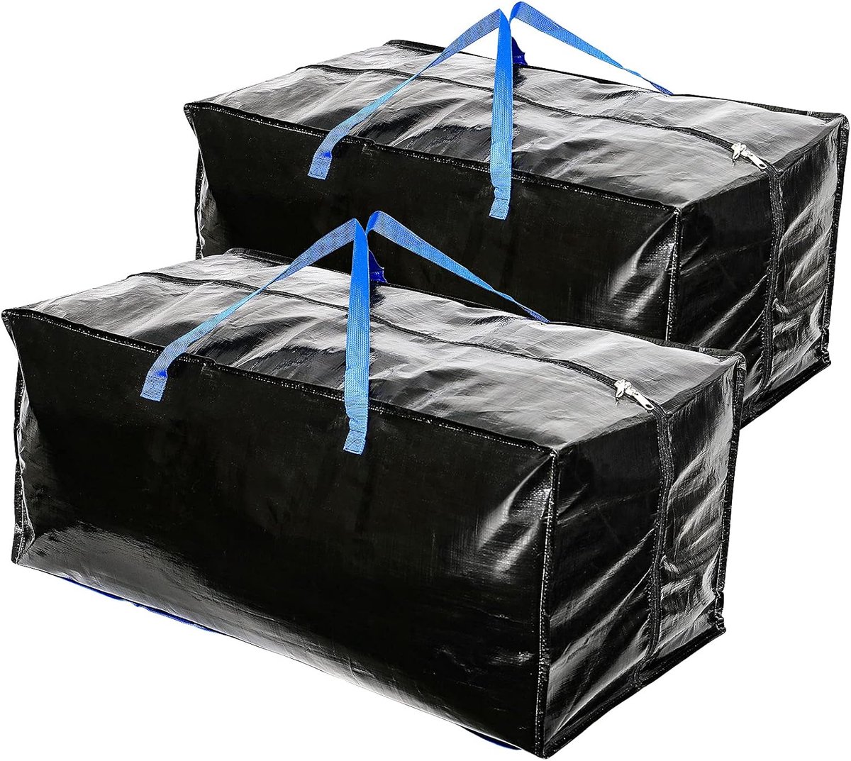 Famanu - Set van 2 extra grote waterdichte opbergtassen met rugzakriemen en handgrepen, ideaal voor verhuizen, reizen, kamperen en opslag van decoraties, 80×40×35 cm, zwart
