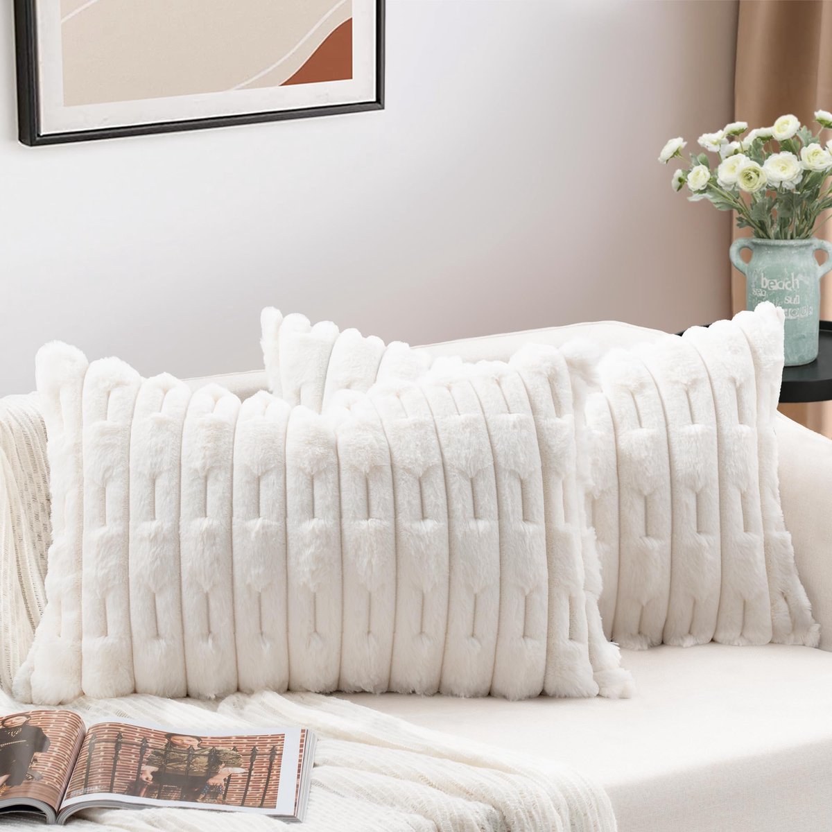 IMPERATORIS® Kussenhoes/Kussensloop Pluche voor Woonkamer Kussen 40 x 60 cm - Fluffy Sierkussen- Cushion Cover set van 2