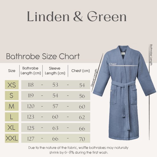 PandaHome - Badjas Badjas % Katoen - S - Blue - Gaufre en Katoen - Kimono - Badjas Femme - Badjas Homme - Badjas Femme et Homme