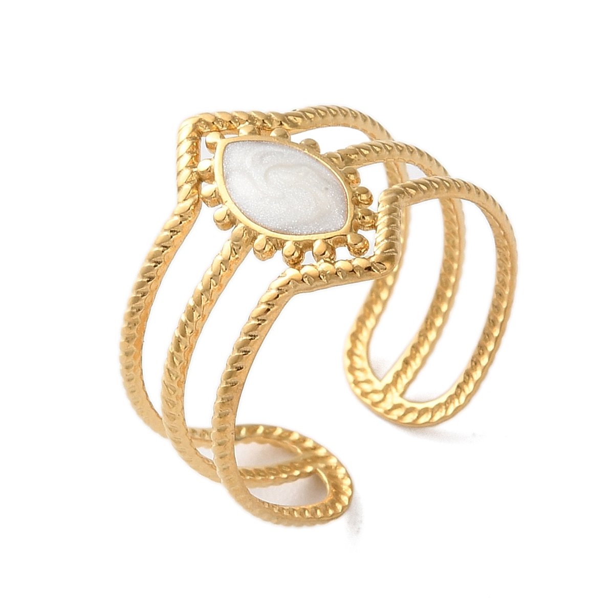 Ring stainless steel wit bohemian, one size ring, goudkleurig, 100% waterproof, verstelbare ring, cadeau