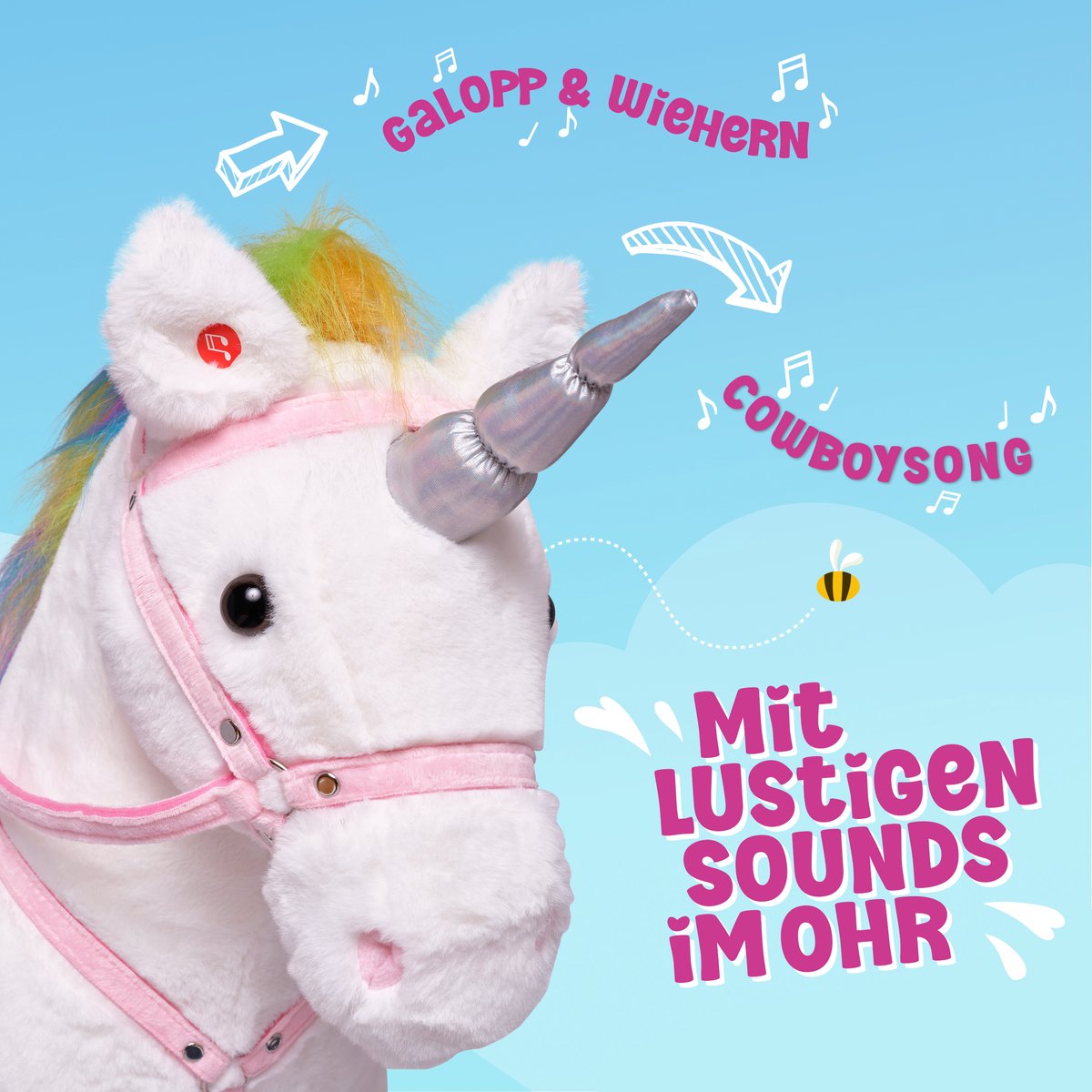 Pink Papaya Giant XXL Kinder Spielpferd zum Reiten Sternchen 125 cm Plüschpferd
