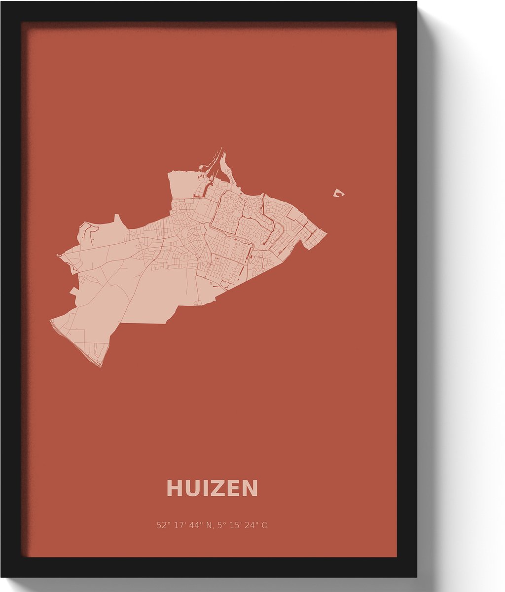 Poster Huizen A3 - 30 x 42 cm - Rood (Exclusief Lijst)