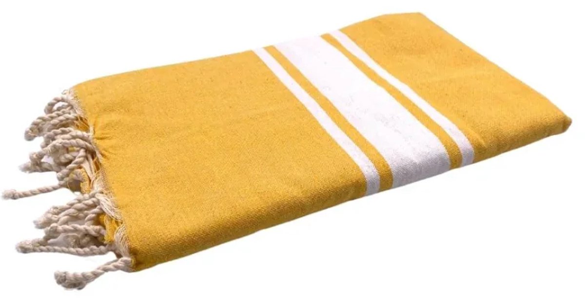 Fouta Hamamdoek By Foutas Kids Classic Mosterdgeel 70 x 140 cm