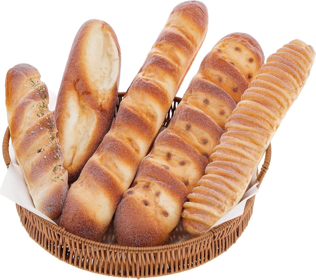 Ronte - Set van 5 Realistische Nep Broden voor Thuisdecoratie - Keuken - Feest - Lange Stokbrood Props