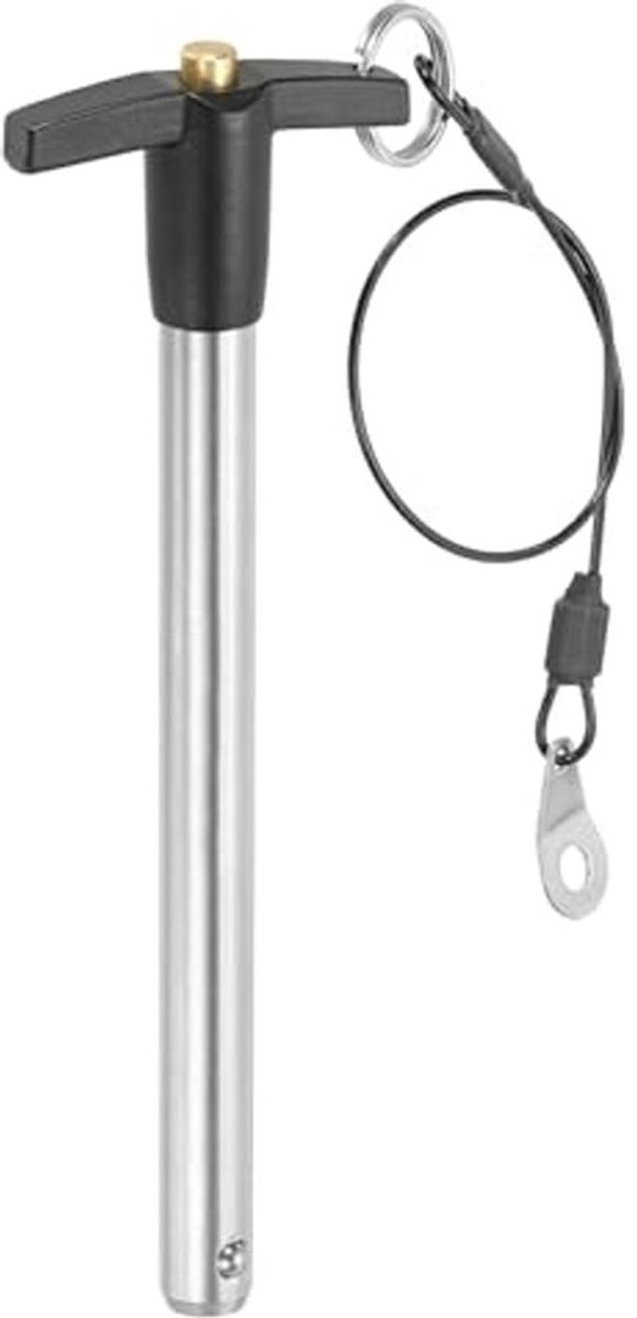 T-Handle Pliers 12 x 120 mm - Rvs Veiligspeld met Knop en 25 cm Veiligheidskabel
