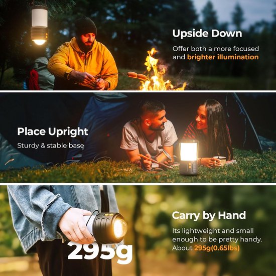 Noodlamp - Noodlamp bij Stroomuitval - Noodlamp voor Oorlog - 5000mAh Oplaadbare Batterij - USB - Noodlamp voor Thuis - Kampeerlamp - Tentlamp — afbeelding 4