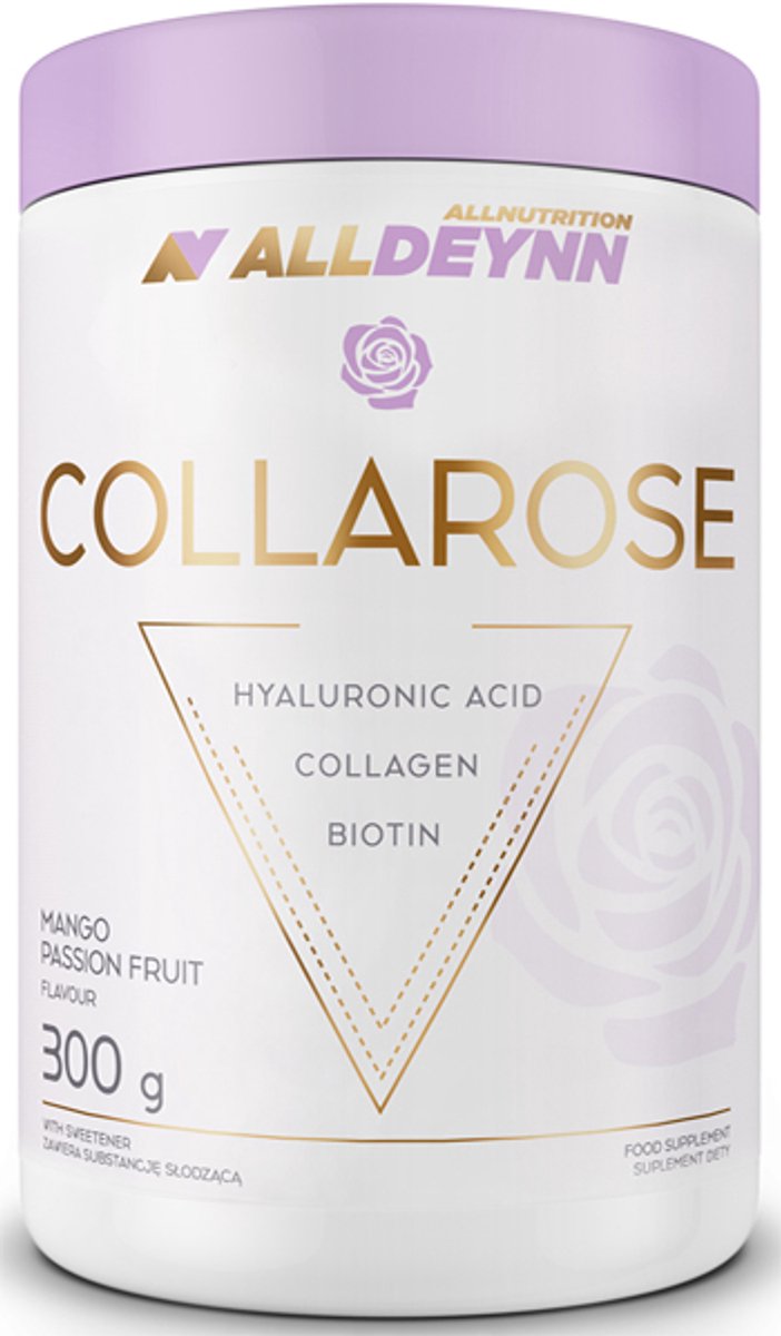 Bol.com Alldeynn | Collarose | Rund collageen | Raspberry wild strawberry | 300gr 50 servings | Hyaluronzuur | Biotin | Vrouwen ... aanbieding