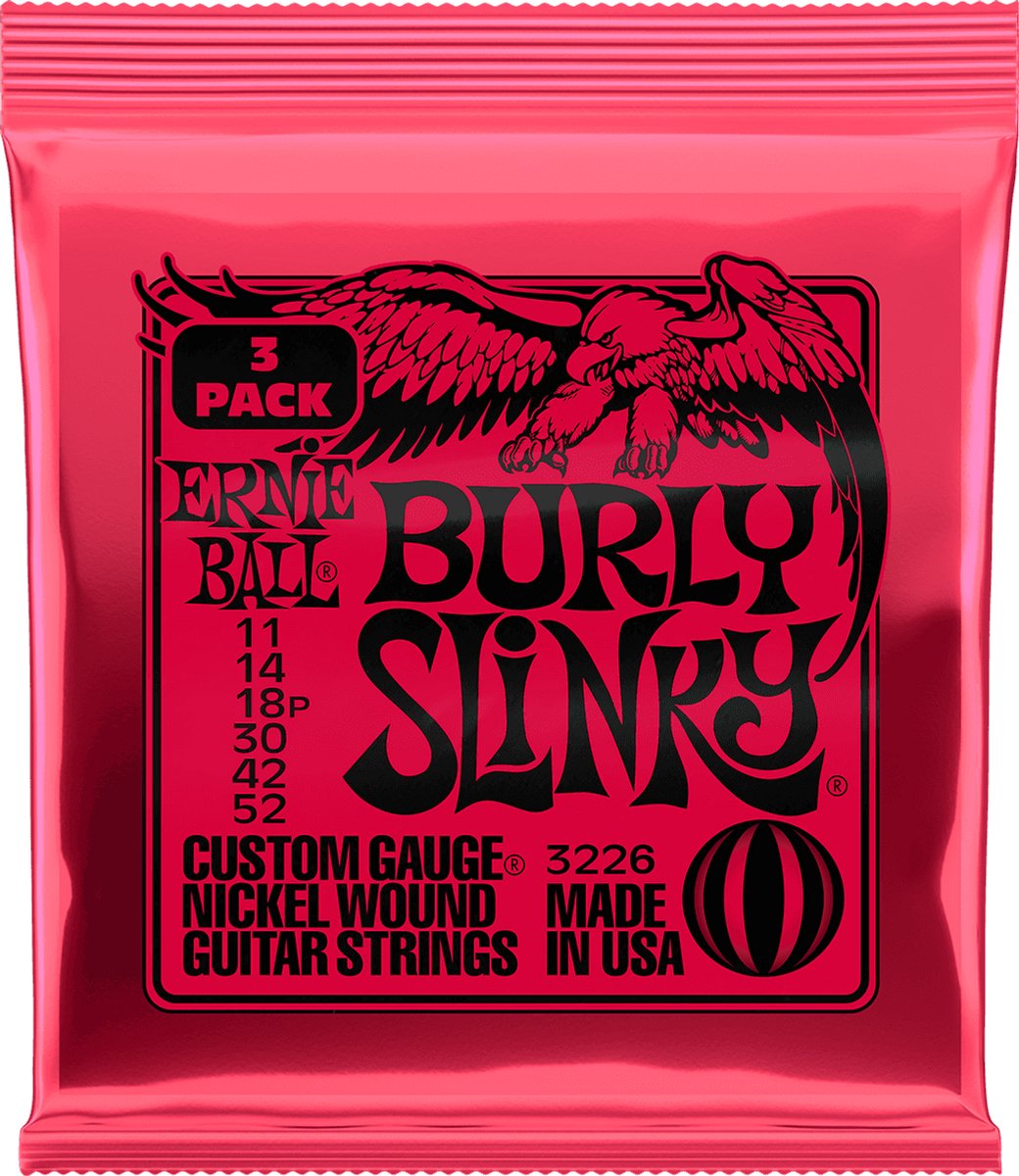 Ernie Ball 3226 Burly Slinky elektrische gitaarsnaren 3-pack (011-052)