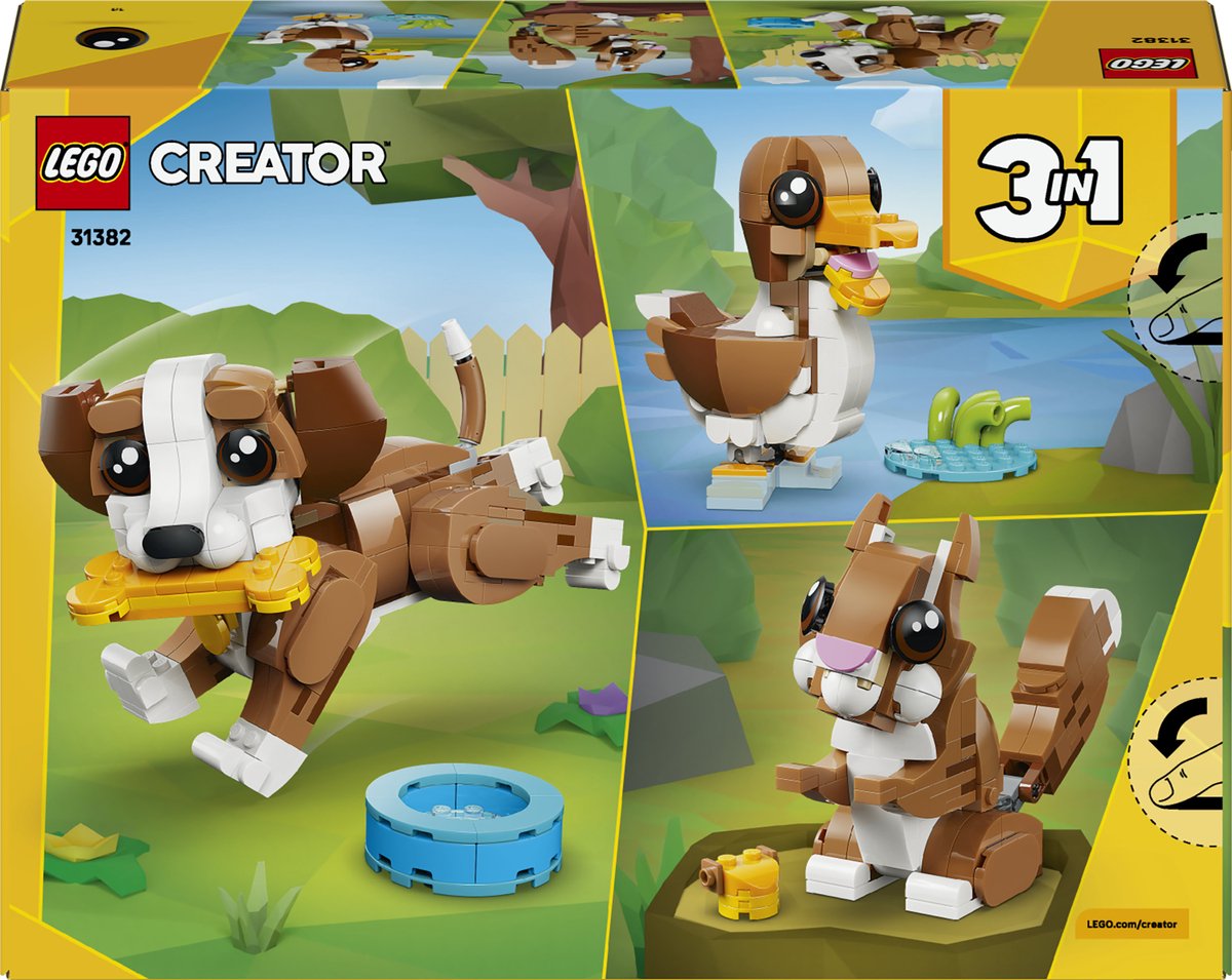 LEGO® Creator 3in1 Schattige dieren: Speelse Puppy - Dierenset - Bouw Om tot Eekhoorn of Eend - 31382 — afbeelding 19