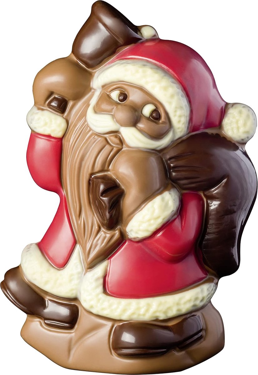 Santa Claus Kerst Chocolade 40g – Kerstman met Bel van Fijne Melkchocolade | Schattige Chocolade Kerstfiguur | Kerstcadeau voor Vrouwen, Mannen & Kinderen | Perfect voor Sinterklaas, Advent & Secret Santa met Kajal Sticker