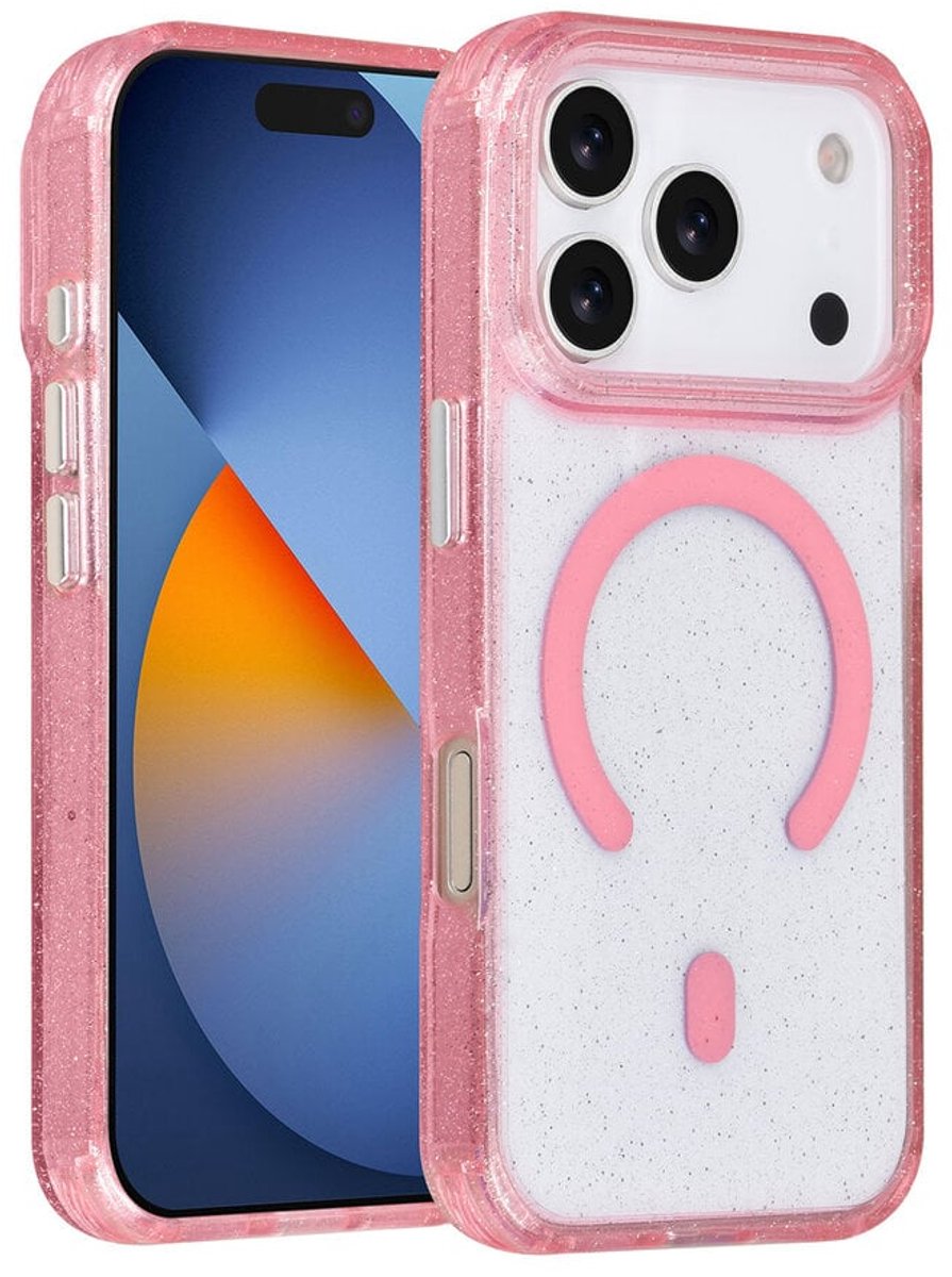 TUNIQ Back cover - Glitter - MagSafe - Geschikt voor iPhone 17 Pro - Roze