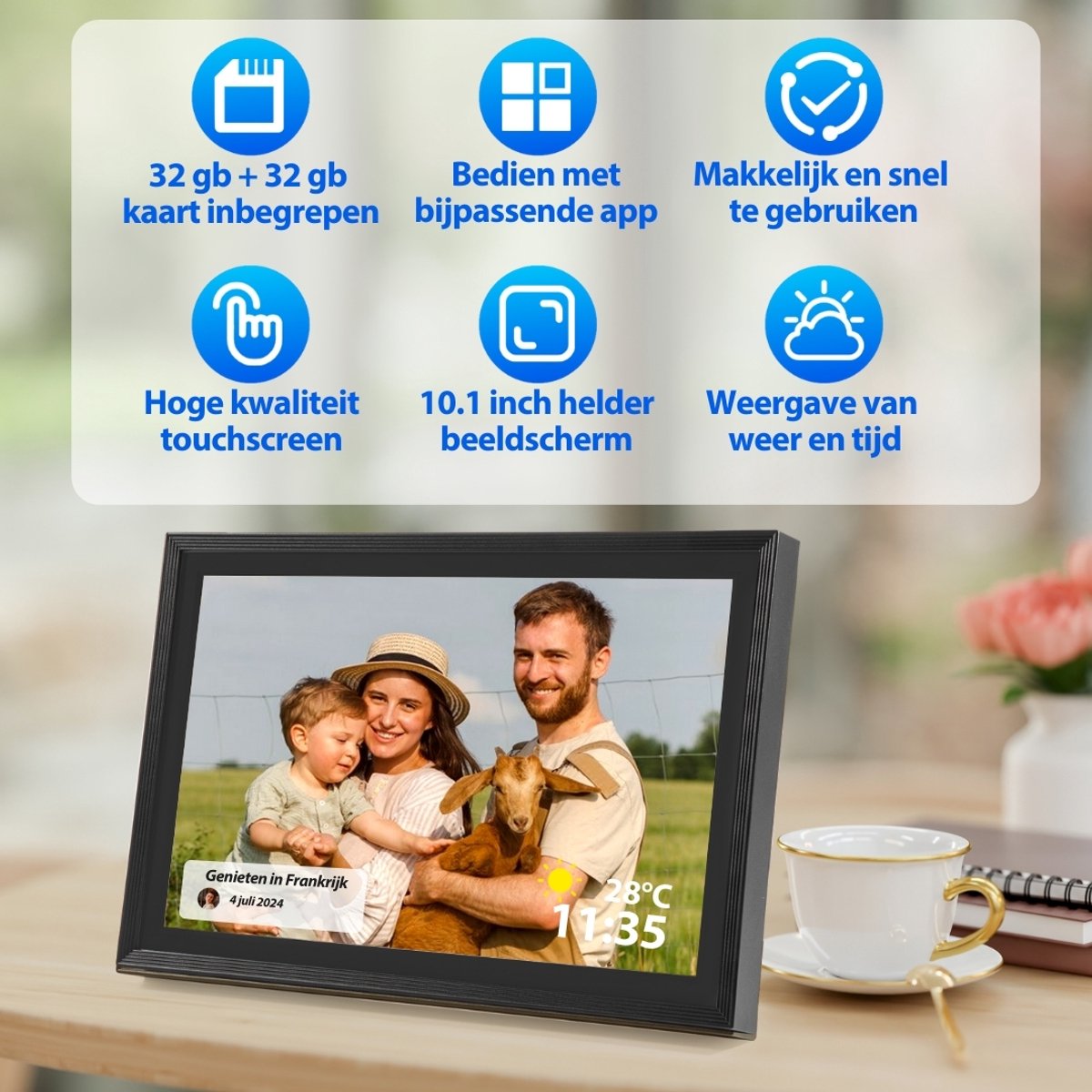 Digitale Fotolijst met WiFi en 64GB 10.1 inch - afbeelding 2