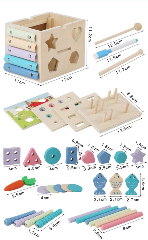 Mamabrum, Montessori educatieve doos voor peuters, hamerslag, puzzel