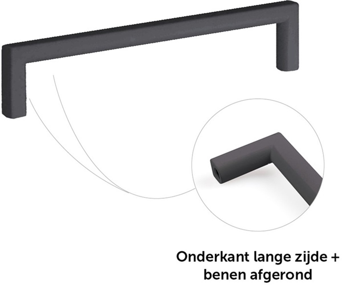 Slanke meubelgreep mat zwart lengte 200 mm, boormaat 192 mm - keuken greep - kastgreep - zwarte greep - vierkant - incl. schroeven - H002