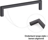 Slanke meubelgreep mat zwart lengte 200 mm, boormaat 192 mm - keuken greep - kastgreep - zwarte greep - vierkant - incl. schroeven - H002