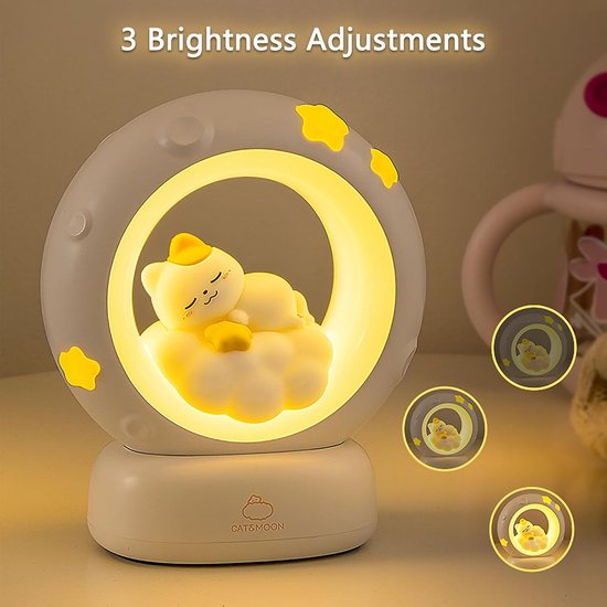 Nachtlampje in de vorm van een kat - Oplaadbare bureaulamp - Met aanraaksensor - Met dimfunctie - Een perfect cadeau voor meisjes en kinderen (kat) van Geen handelsmerk — afbeelding 4