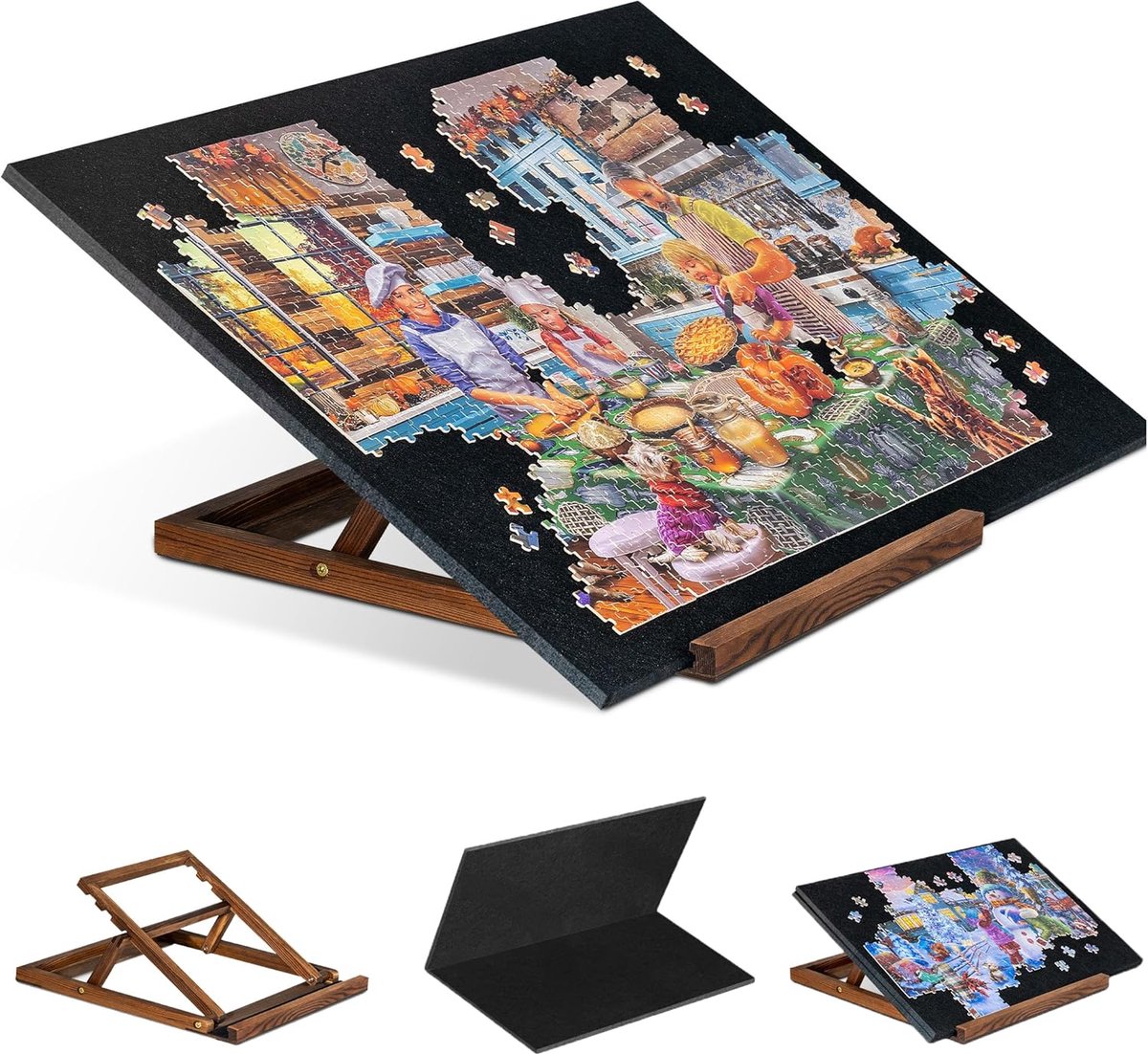 Puzzeltafel - Puzzelmat - Puzzelmap - Puzzelbord -Zwart en bruin