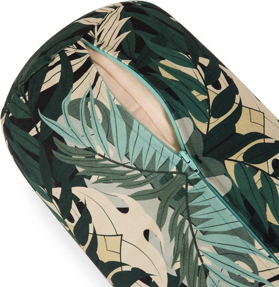 Organische Boekweit Bolster voor Yoga - Verwijderbare Katoenen Hoes, 61x23cm, Green Jungle Design — afbeelding 2