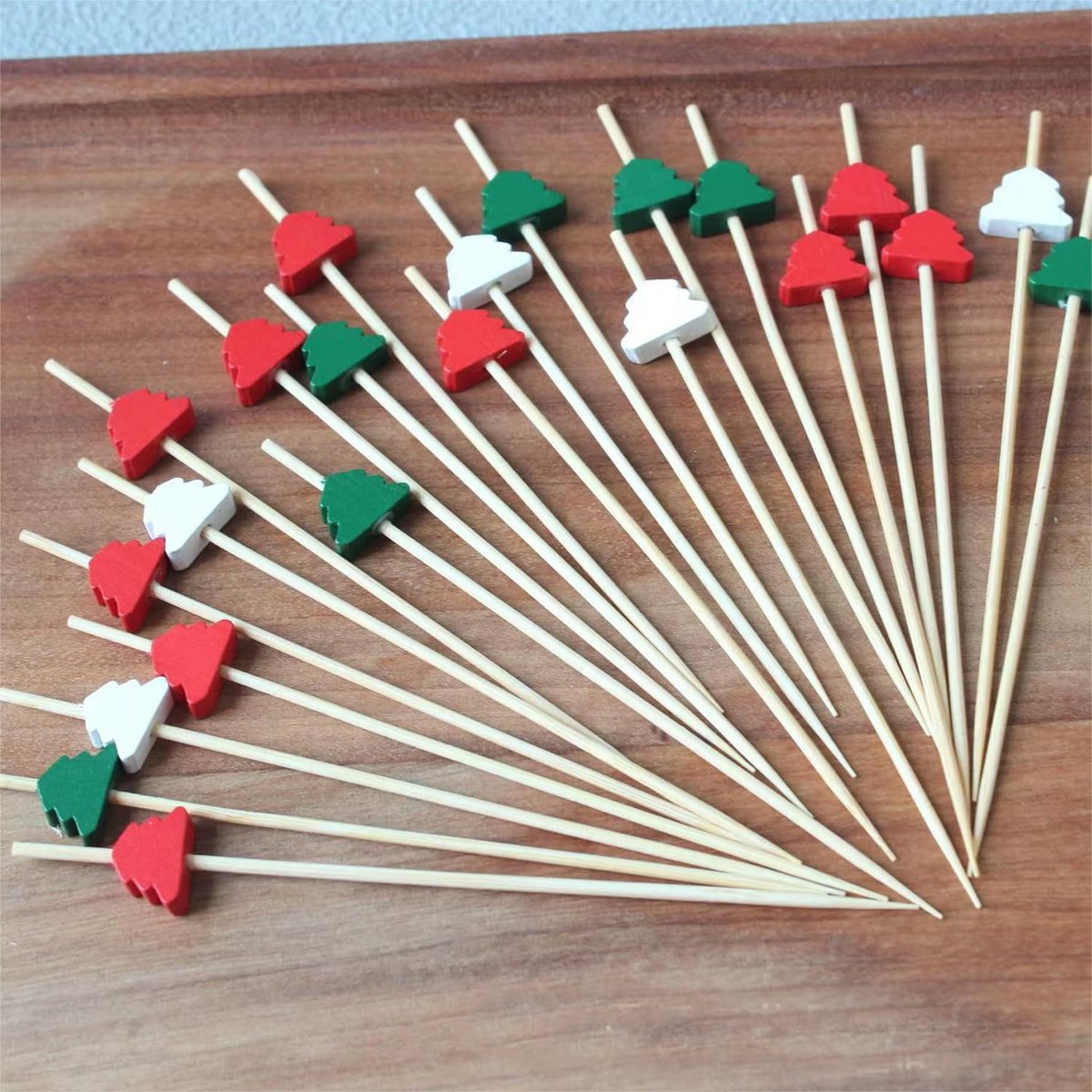 100 stuks kerstboom cocktailprikker - hapjesprikker voor fruit en borrelhapjes