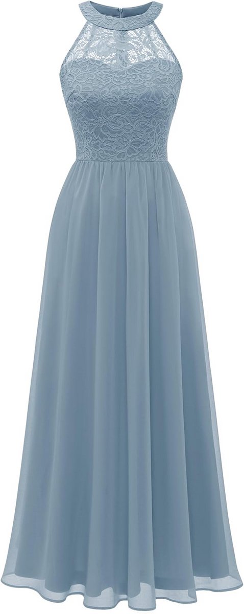 Elegante Lange Chiffon Halterjurk voor Feest, Bruiloft of Galagelegenheid