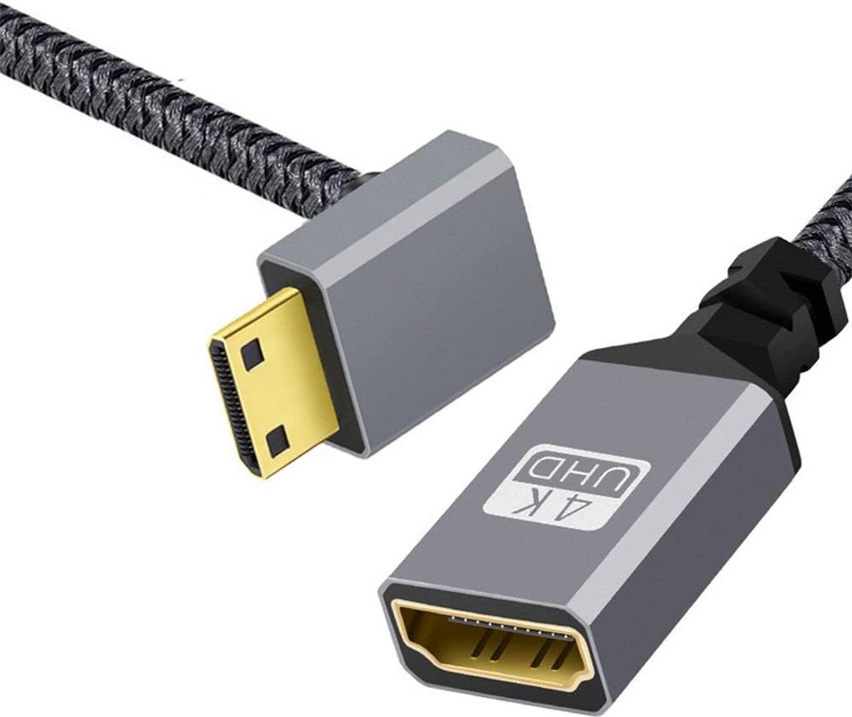 4K Mini HDMI 1.4 Verlengkabel met 90 Graden Hoekadapter voor Camera en Laptop