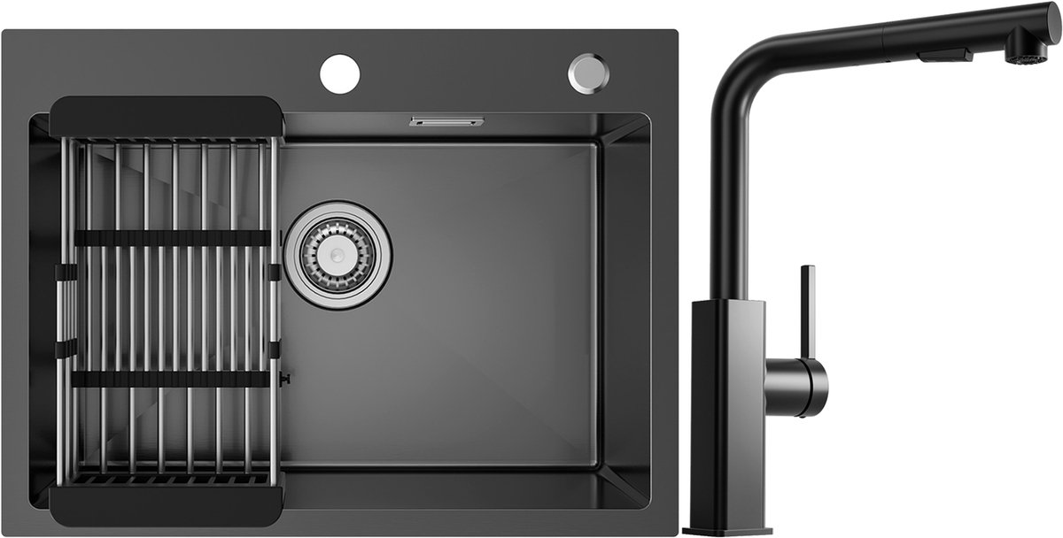 Sofetiy MAX Spoelbak Keuken 60x45cm - Spoelbak Keuken Met Keukenkraan en Kraangat - Spoelb